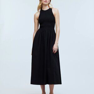 Madewell Melody Smocked Midi Dress - Black Size M